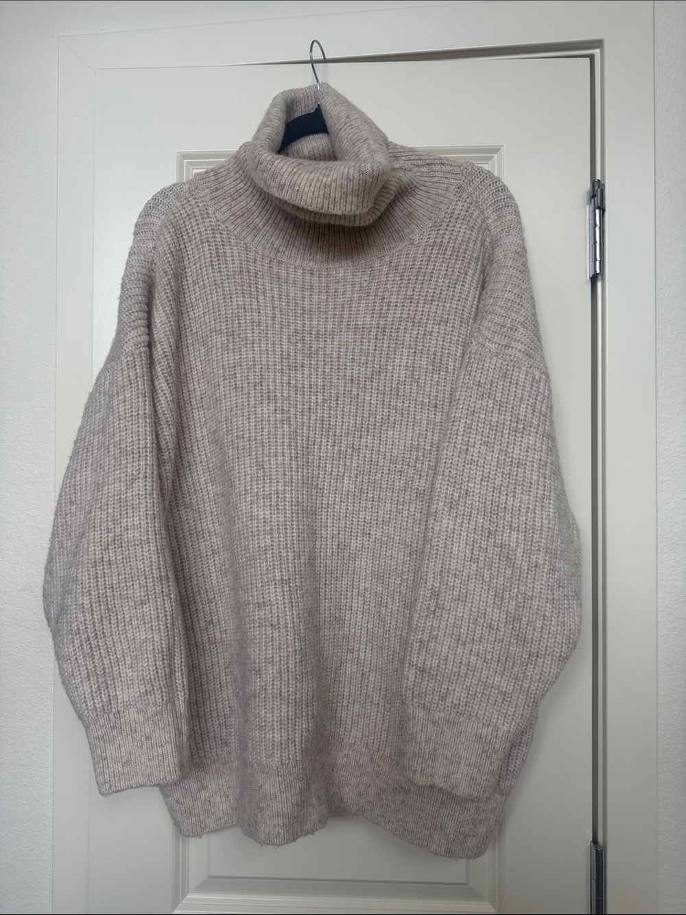 XXL Cleo + Wolf Cozy Oversized Turtleneck Sweater in Light Gray